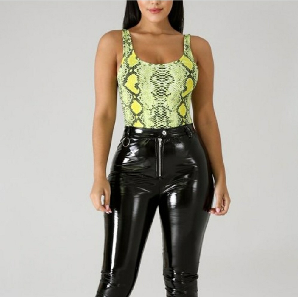 Daisy Neon Yellow Tank Top Snake Print Bodysuit